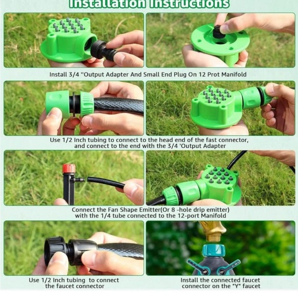 MIXC 2023 Newest Garden🪴Outdoor Drip Irrigation💦Kit w 12-Port Manifold,114FT - Picture 7 of 8